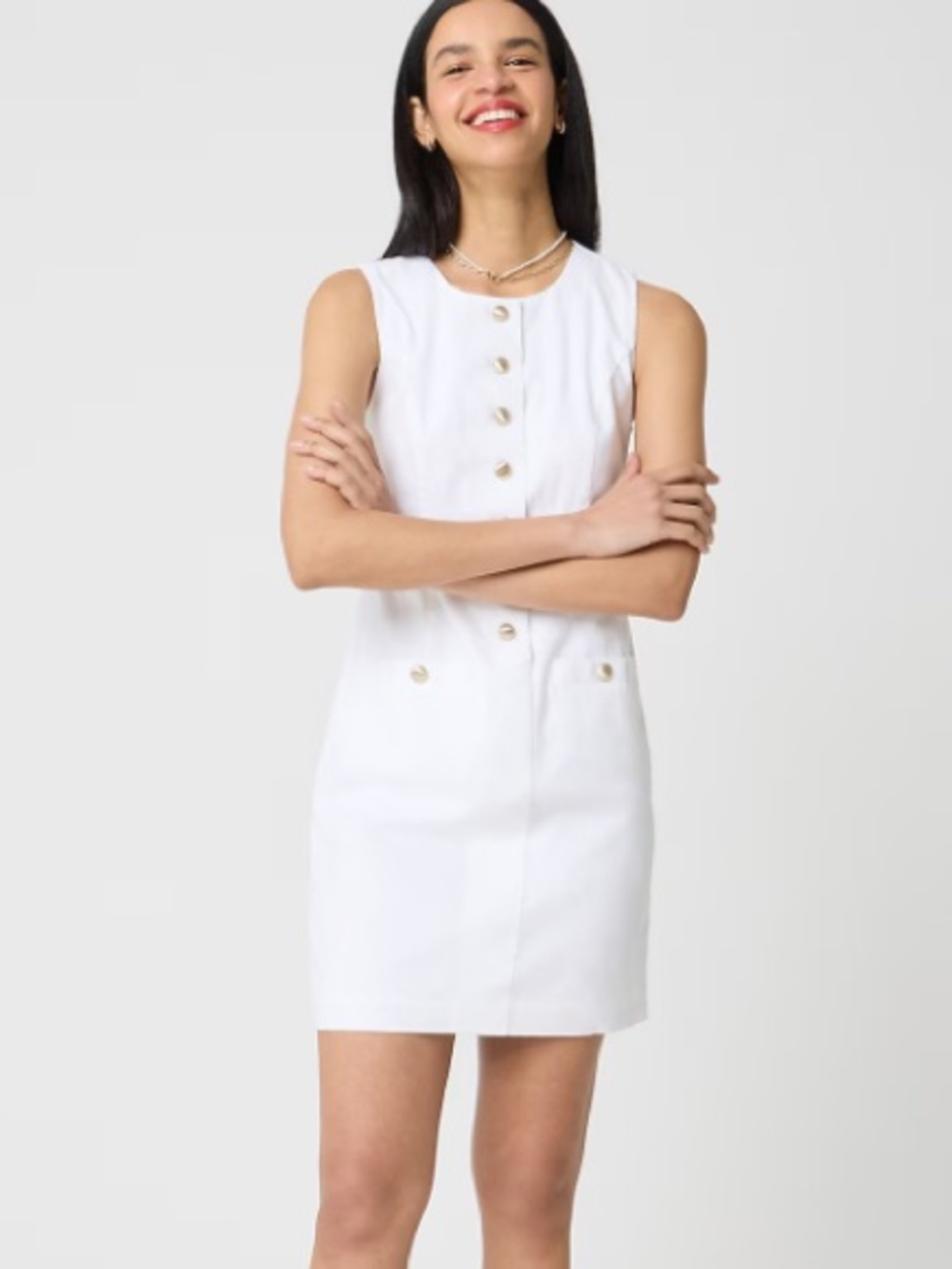 J crew white Linen-blend button-front mini dress
